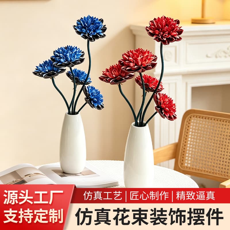 Handcrafted Artificial Flower Arrangement Magnolia Head Home Decoration Living Room Fake Flower Ornament Wedding Floral Arrangement Preserved Flowers