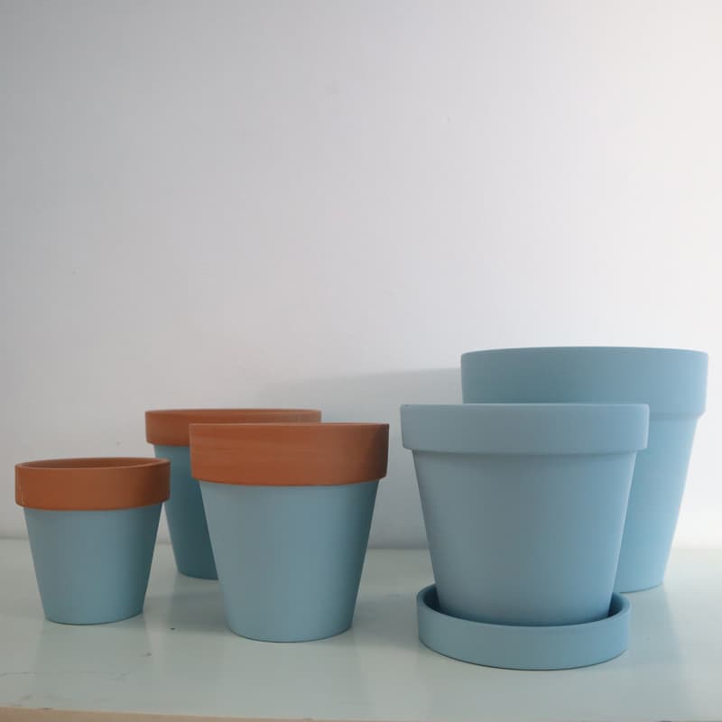 Blue Terracotta Flower Pot for Indoor and Outdoor Succulents and Green Plants, Ceramic Round Pot, Breathable Clay Pot