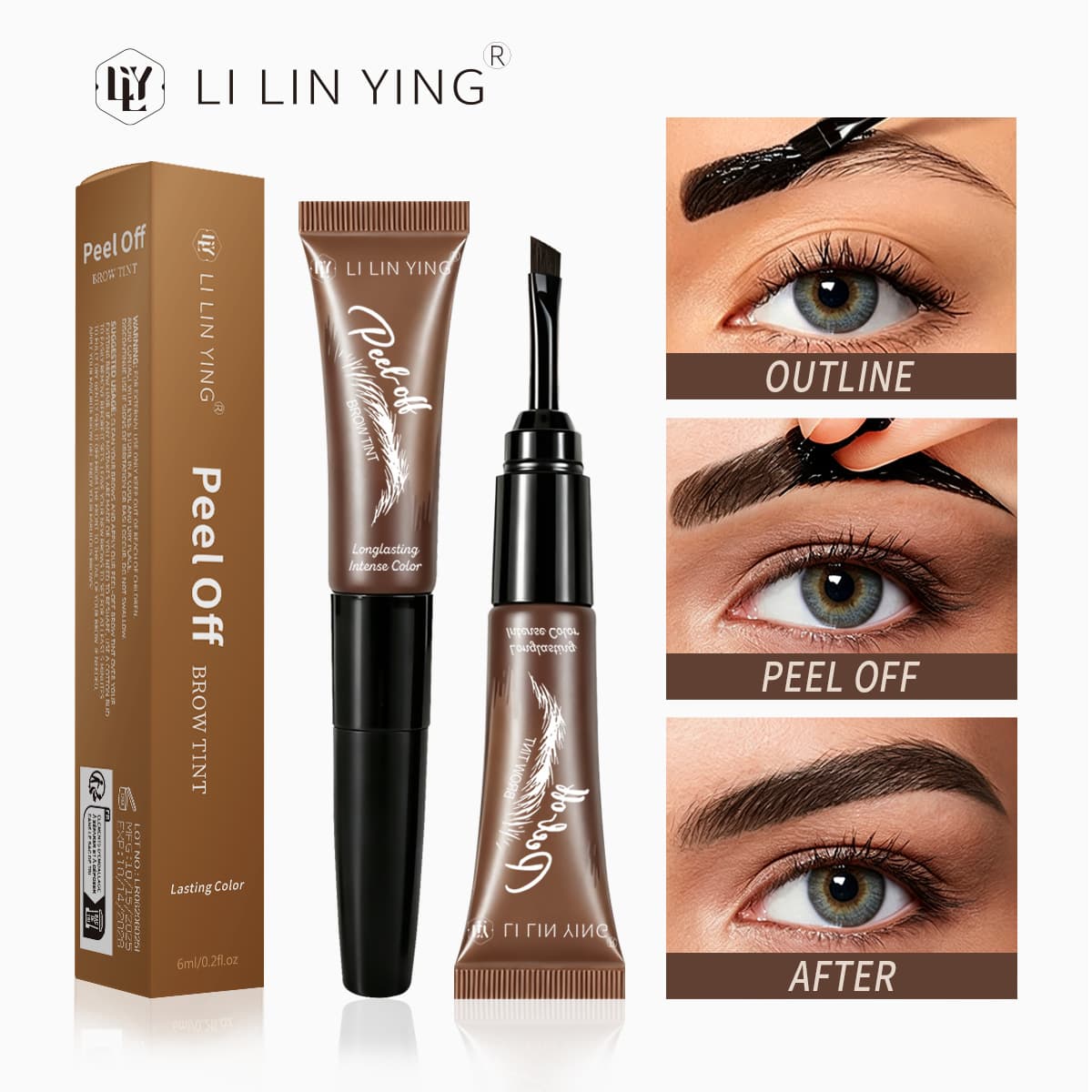 Cross-border Peel-off Eyebrow Gel LILINYING Eyebrow Tint Waterproof Long-lasting No-fade Eyebrow Dye EYEBROW