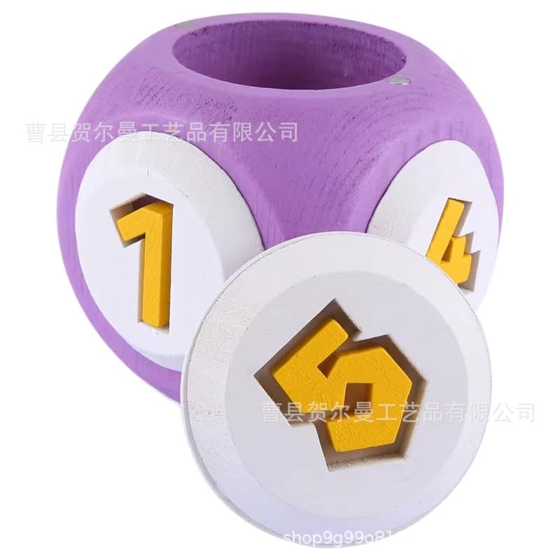 Cross-border Hot Seller Wooden Colorful Mario Dice Number Storage Box Creative Multi-color Dice-shaped Box