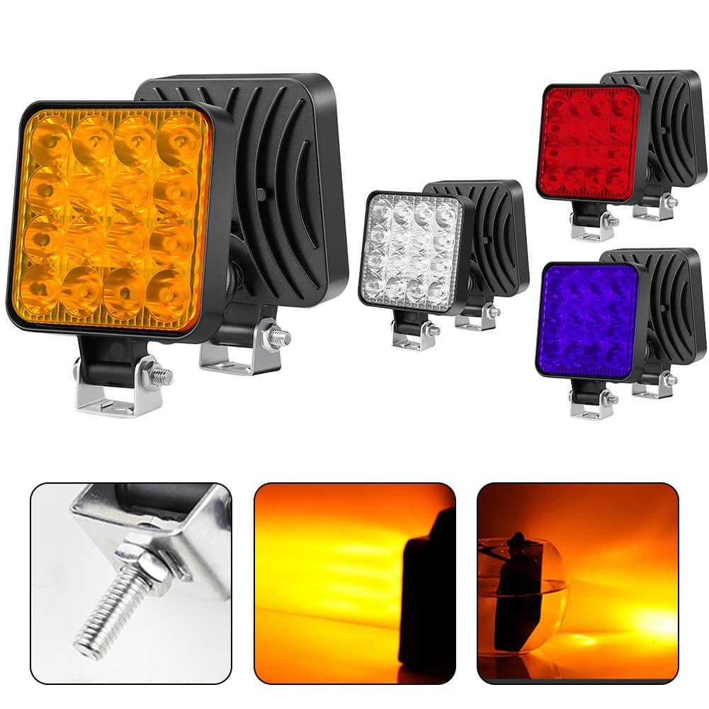 Mini Square Car LED Headlight 16 Lights Plastic 48W ABS Model 12V Off-Road Truck Front Light Cross-Border Best Seller