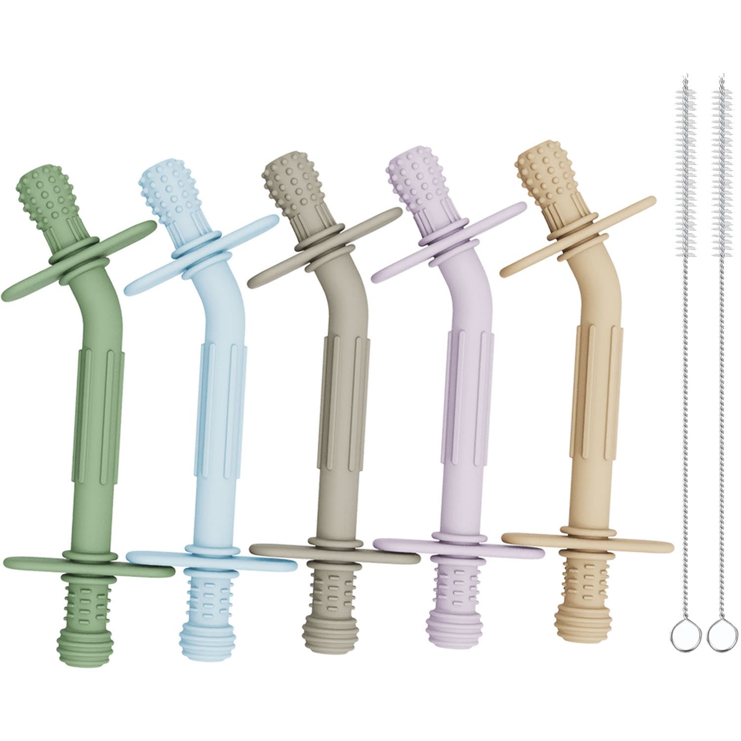 Hollow teething tube with stopper manufacturer, soft silicone baby teether straw toy