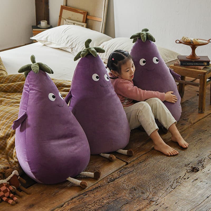 2025 New Cute Purple Eggplant Plush Toy Hug Pillow, Milk Velvet Adorable Children's Sleep Aid Toy Doll, Wholesale Available