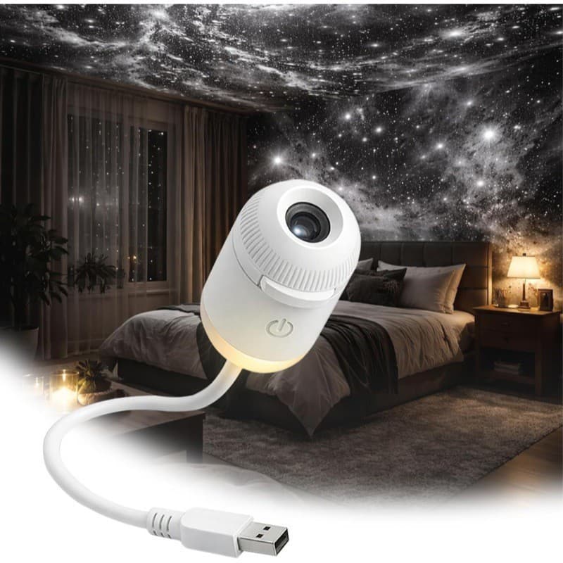 White Starry Sky LED Night Light Projector Film Disc, Star Ceiling Projection Lamp, Christmas Atmosphere Light
