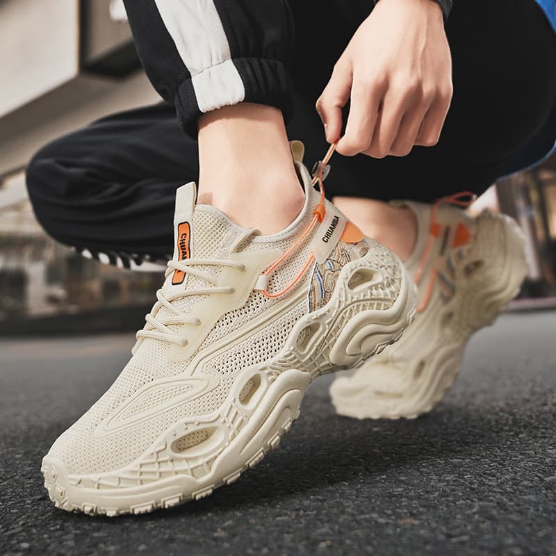 2026 New Summer Flyweave Sports Shoes Casual Breathable Running Shoes Men's Shoes Fashionable Mesh Heightening Dad Shoes