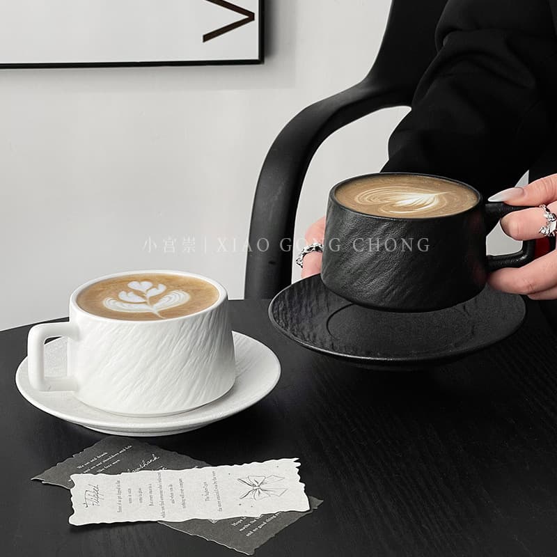 Vintage Stone Grain Coffee Cup Simple Ceramic Cup Latte Art Cup Cappuccino Mocha Cup Retro Style