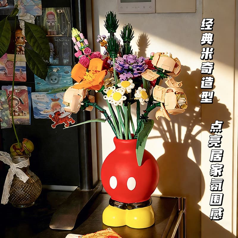 Cute Fat Mickey Vase Mickey Desktop Rose Bouquet High-end Small Vase Creative Flower Arrangement