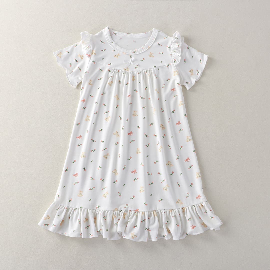 Girls' Pajama Set, Modal Spring/Summer Thin Kids' Air-Conditioned Wear, Lace Princess Style