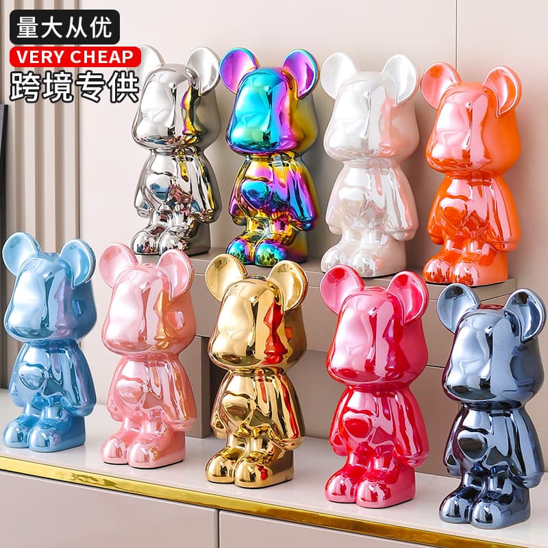 Violent bear ornaments living room light luxury desktop floor-standing high-end home children's room new house decoration ceramic care bear