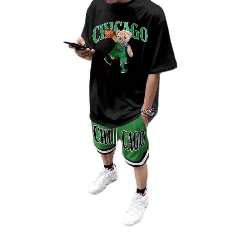 2025 cross-border hot selling suit fashion short-sleeved shirt pants loose men's wear 3 digital printing