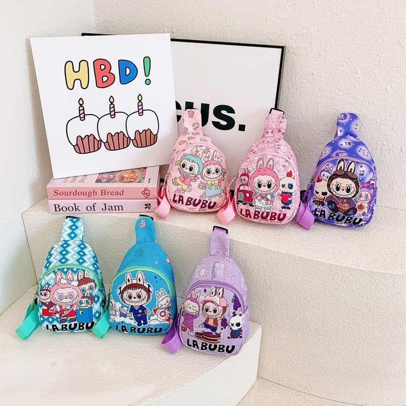 2025 new children's bag, Labubu cartoon cute girl's Zimomo mini portable coin purse storage