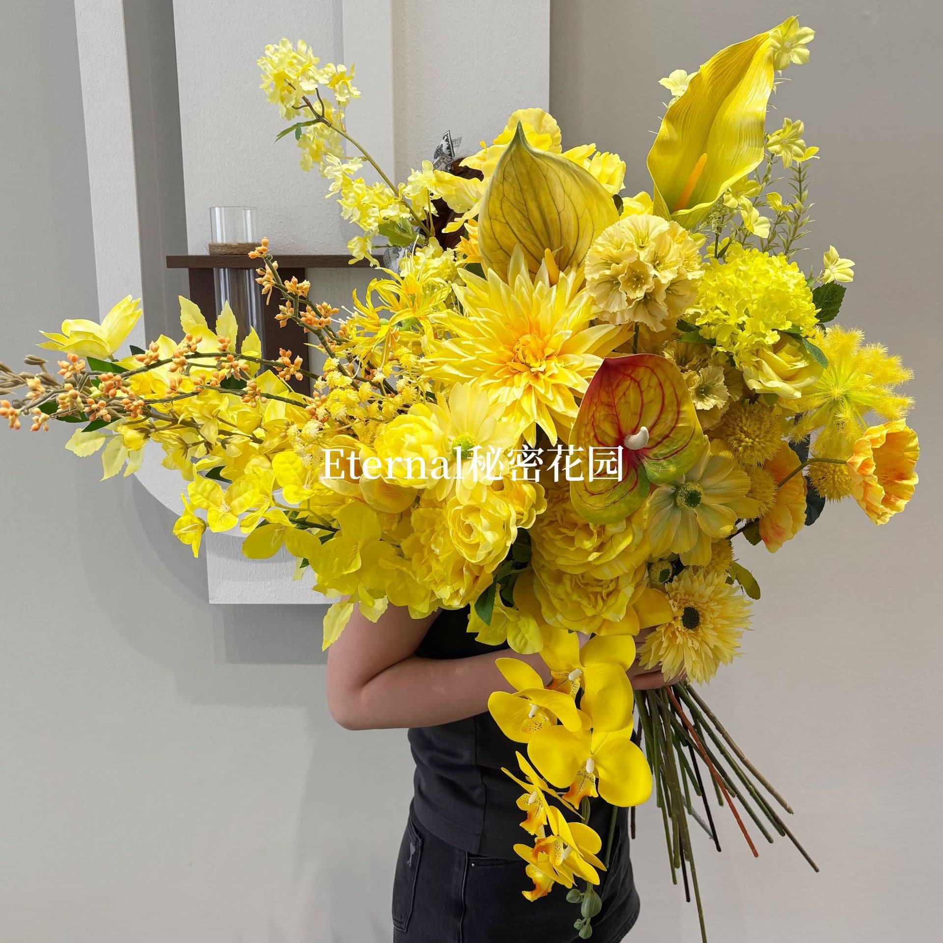 Yellow simulated flowers with lemon yellow orange outdoor wedding home wedding hall fake flowers silk flowers wholesale