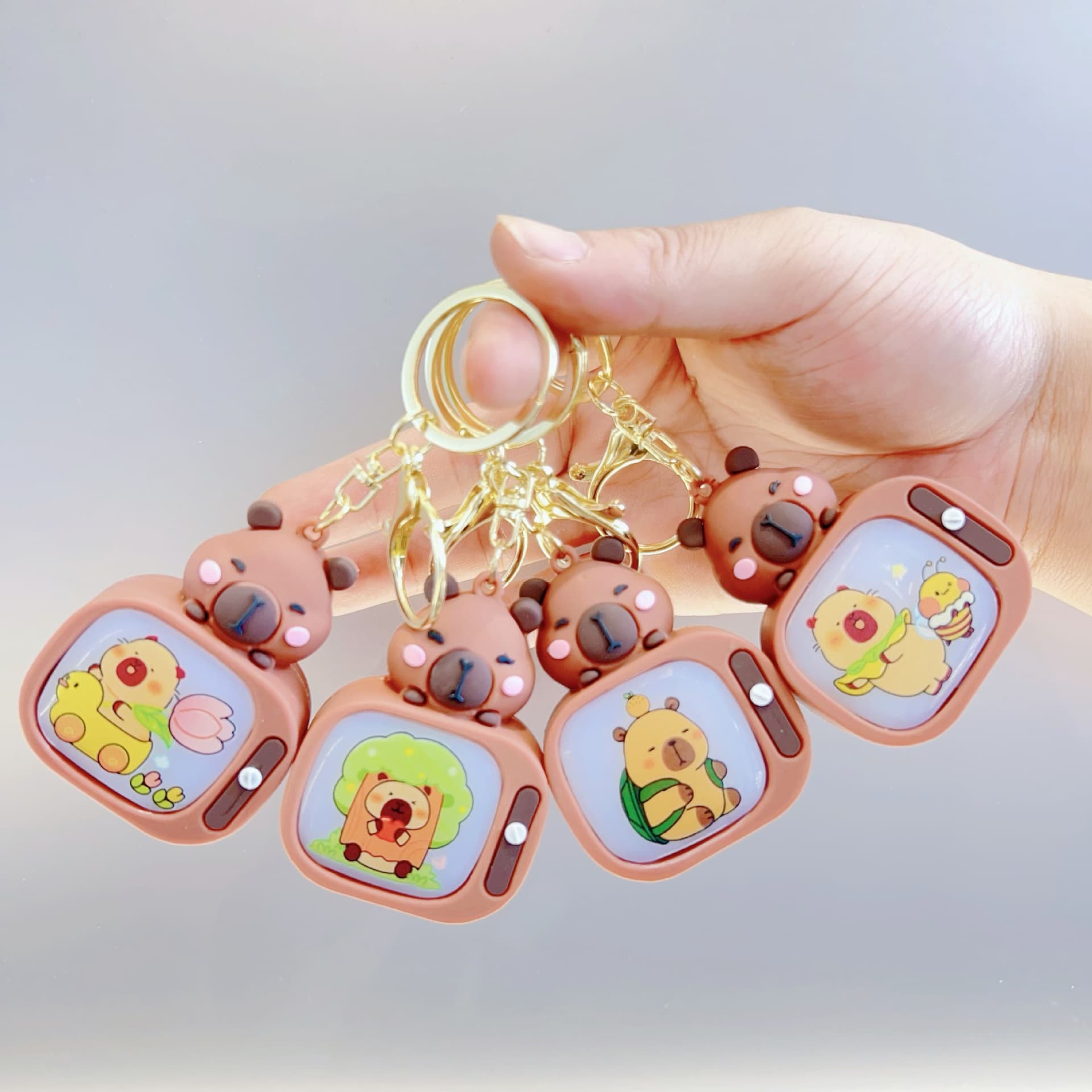 Creative Cute Capybara Glowing Keychain Backpack TV Ornament Exquisite Gift Claw Machine