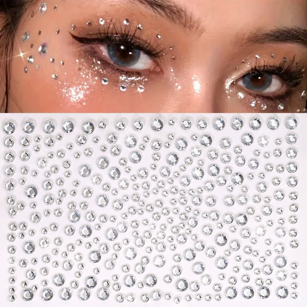 New Cross-border Pearl Face Rhinestone Stage Performance Facial Eye Makeup Rhinestone Nail Art Accessories Tear Mole Crystal Face Sticker