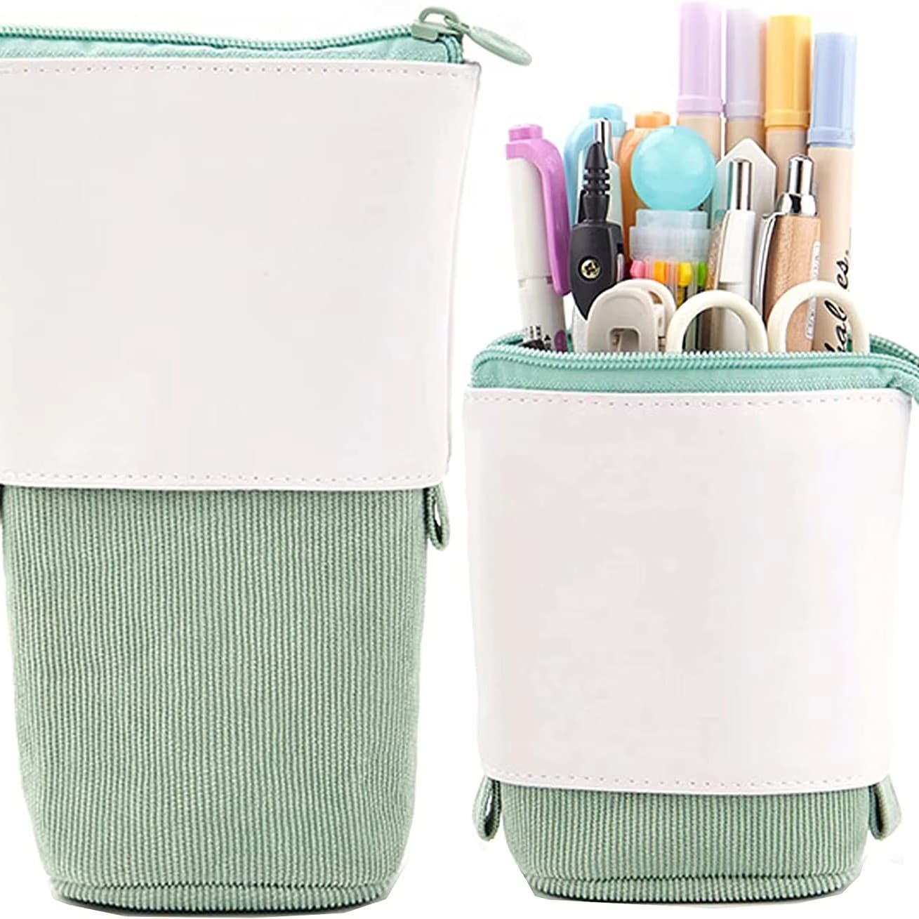 Pen Holder Pencil Case Corduroy Vertical Expandable Colorful Storage Bag Large Canvas Pencil Pouch