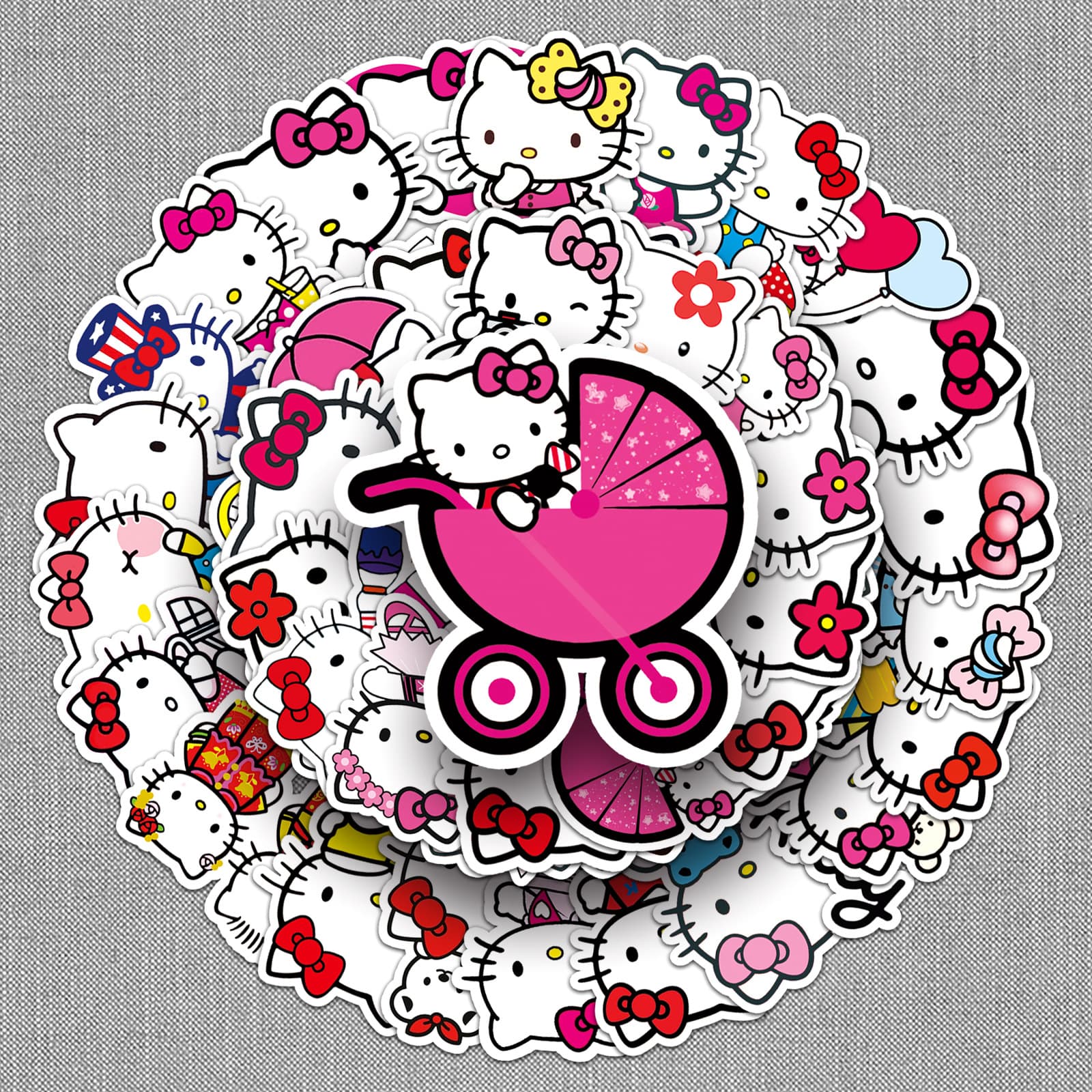 Non-Repeating KT Cat Sanrio Travel Bag Car Decoration Stickers Waterproof Notebook Laptop Cartoon Graffiti Colorful Body Stickers