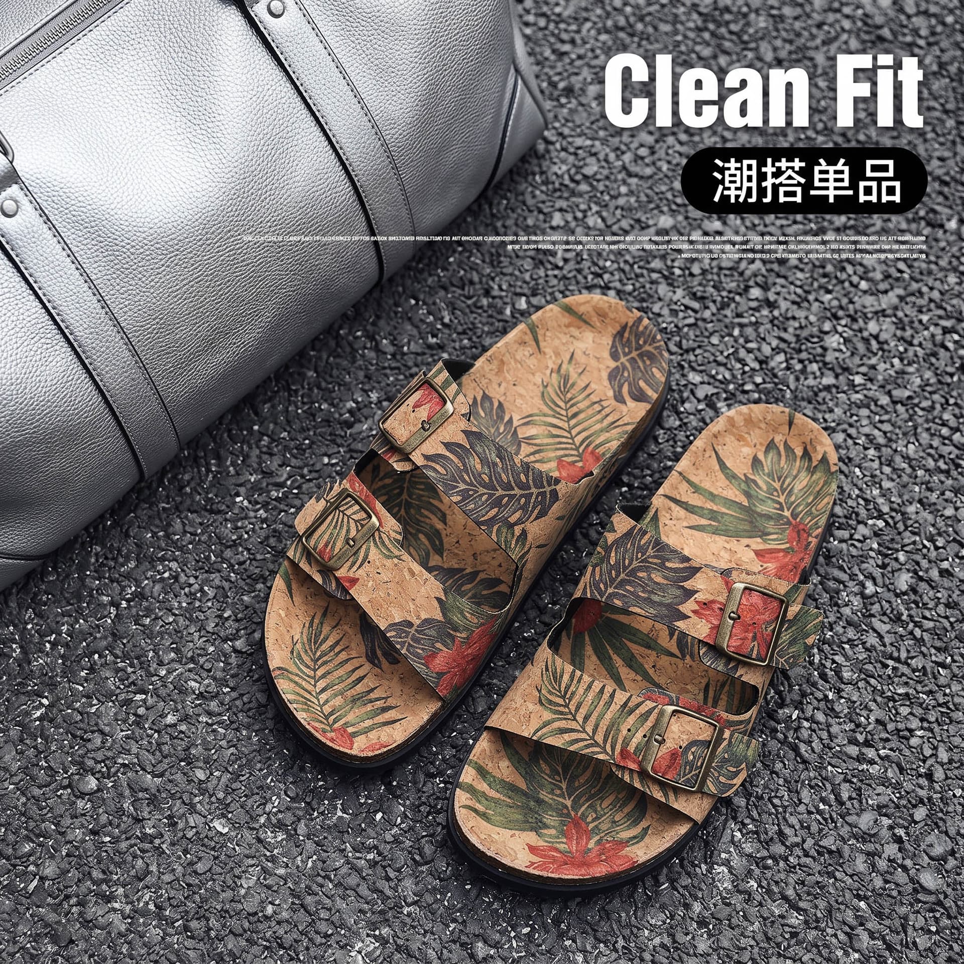 Men's Cork Wood Slippers with Oak Surface, Casual Comfortable Slippers for Outdoor Wear, Trendy Cross-Border Slippers
