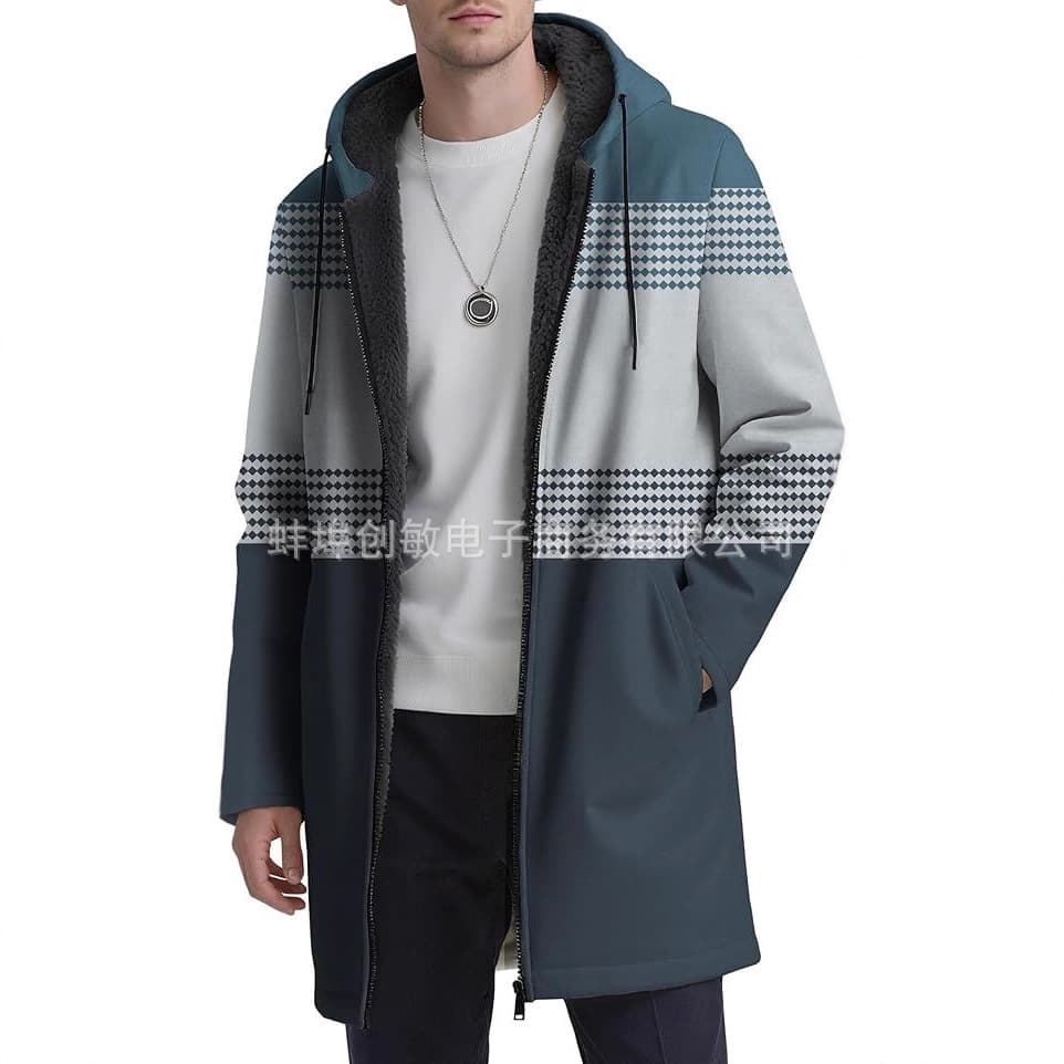 2025 New Cross-Border Long-Sleeved Hooded Sweatshirt, European and American Style, 3D Digital Printed Men's Casual Long-Sleeved Hooded Jacket