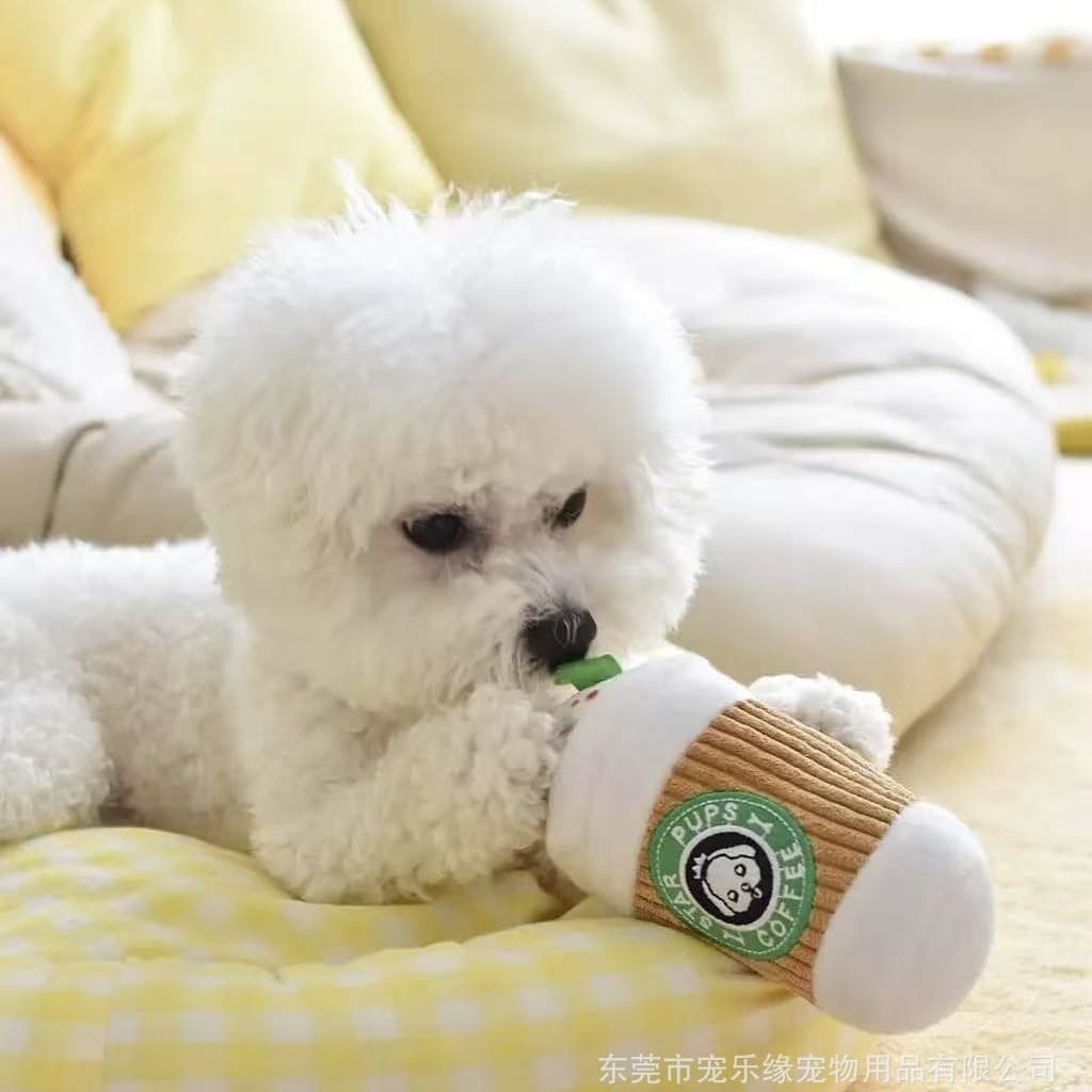 Cross-border Chewy Dog Plush Toy Vanilla Latte Voice Training Teeth Grinding and Cleaning Dog Pet Plush