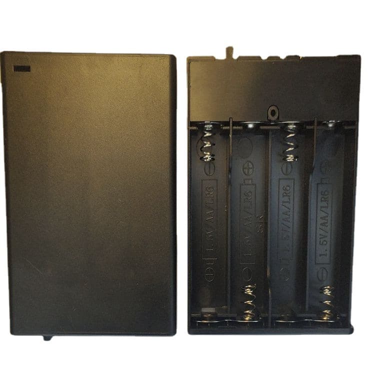 Black 4x AA USB Battery Holder 6V USB Port Power Supply with Cover and Switch
