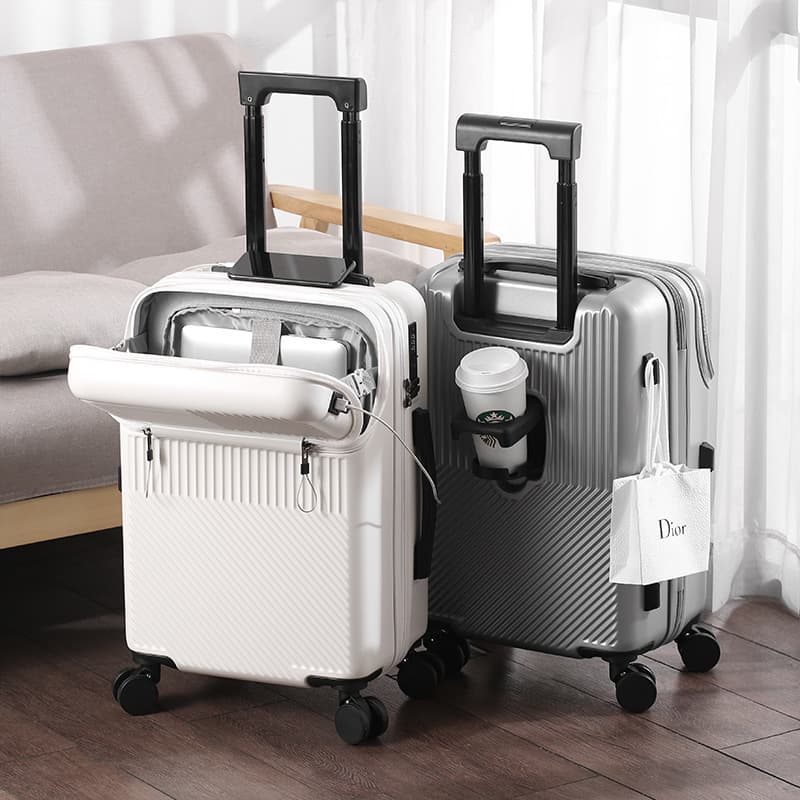 Front opening suitcase 26 men's business suitcase front opening travel trolley suitcase women's 24 universal wheels boarding suitcase wholesale