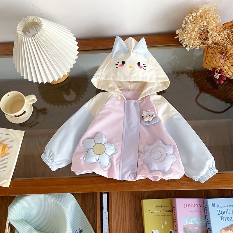 [in Stock] Qw252401 Girls' Jacket Spring Wear 2026 New Style Baby Hooded Cardigan Cartoon Children's Jacket Trendy
