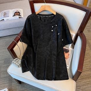 Plus Size Women's Loose T-Shirt for 300 lbs, Bust 150/140 cm, New Summer Style, New Chinese Style, Extra Large