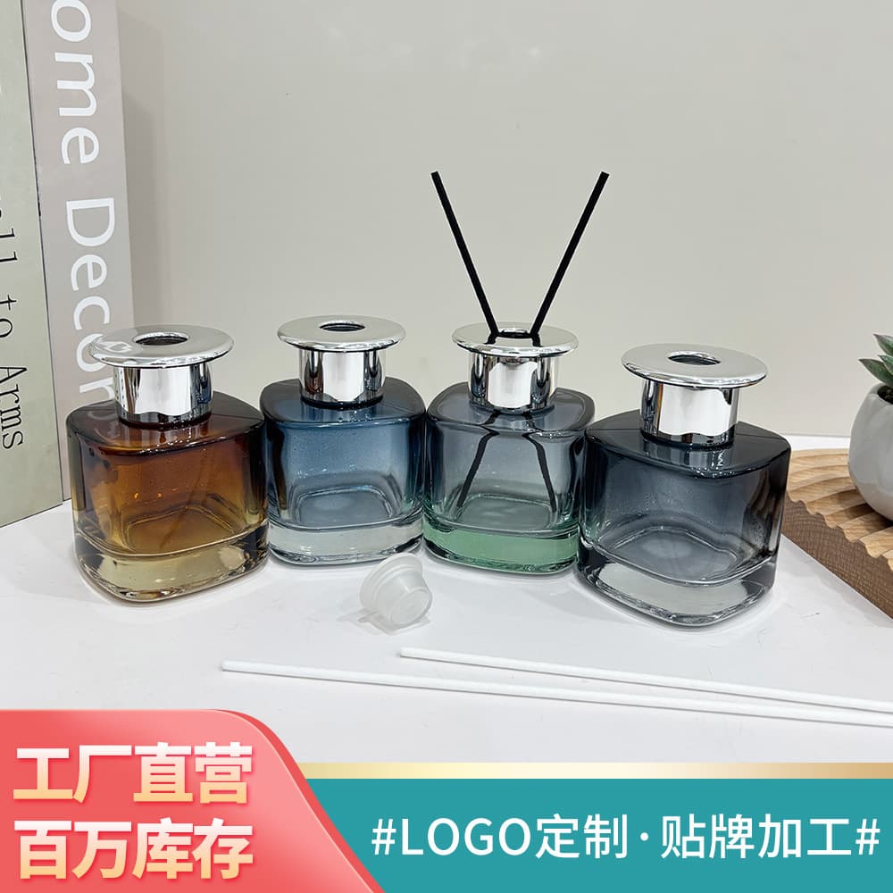 New Wholesale 100ML Simple Square-Round Aroma Glass Bottle Reed Diffuser Bottle for Indoor Fragrance Decoration