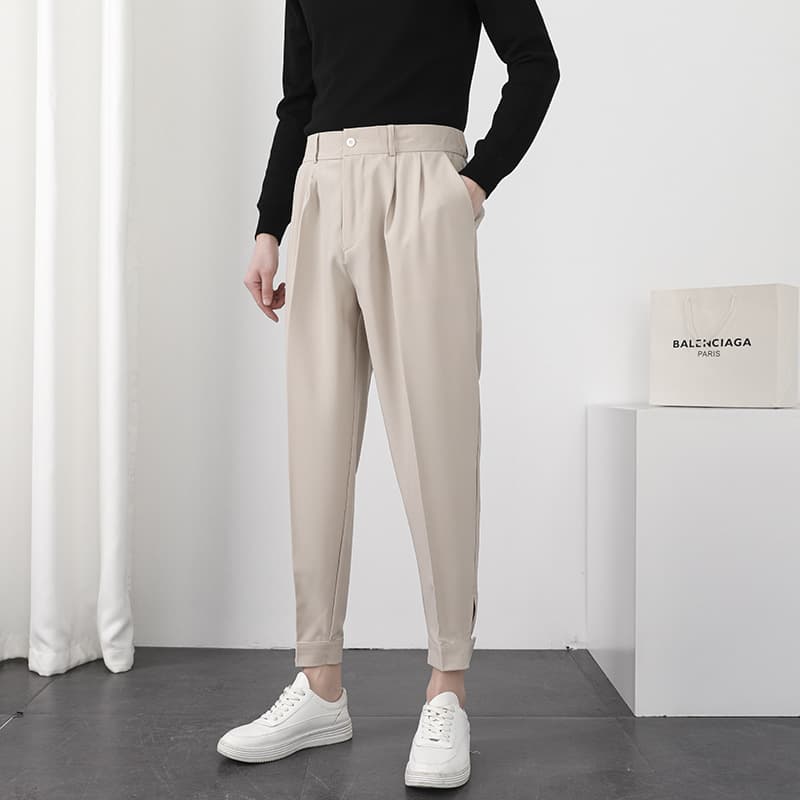 Summer Pendant Men's Loose Ankle-Length Pants Korean Style Straight Casual Pants White Fashionable Handsome Slim Fit Pants