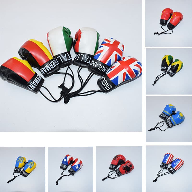 Boxing Glove Simulation Pendant Car Bag Glove Ornament Large 10cm National Flag Glove Keychain Accessory