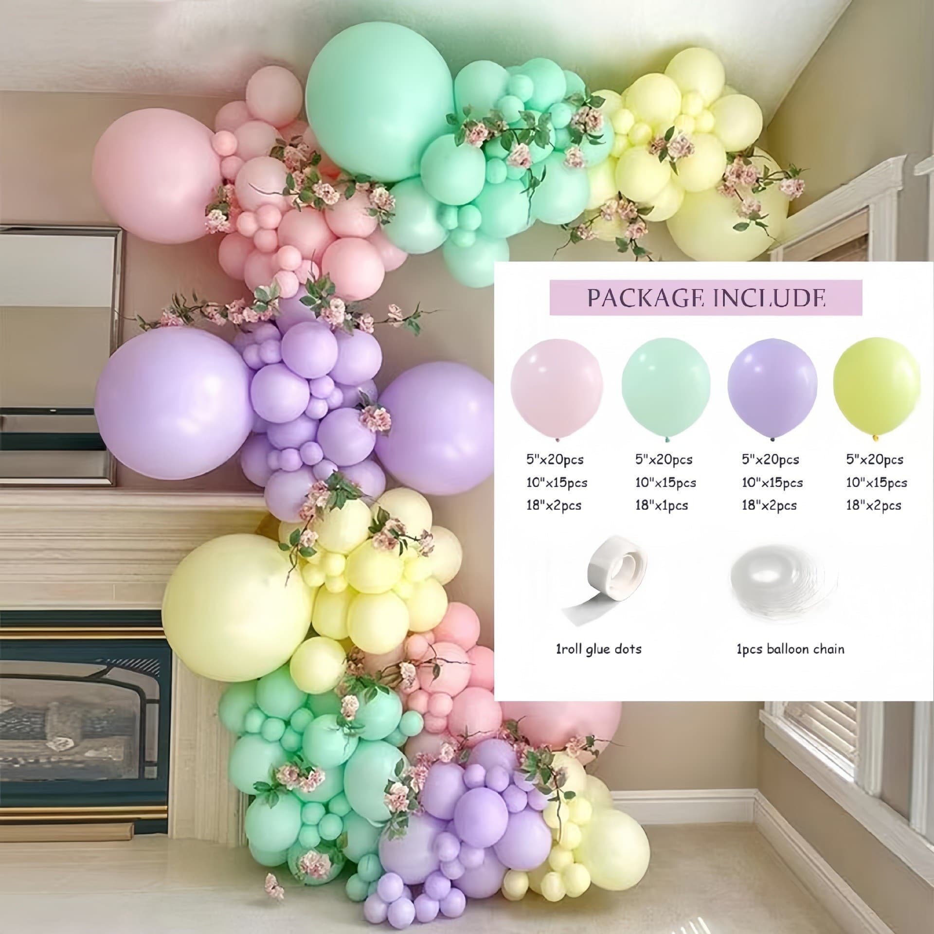 Cross-border pink-white metal blue balloon chain set, Amazon sequin balloon kit for party decoration and wedding