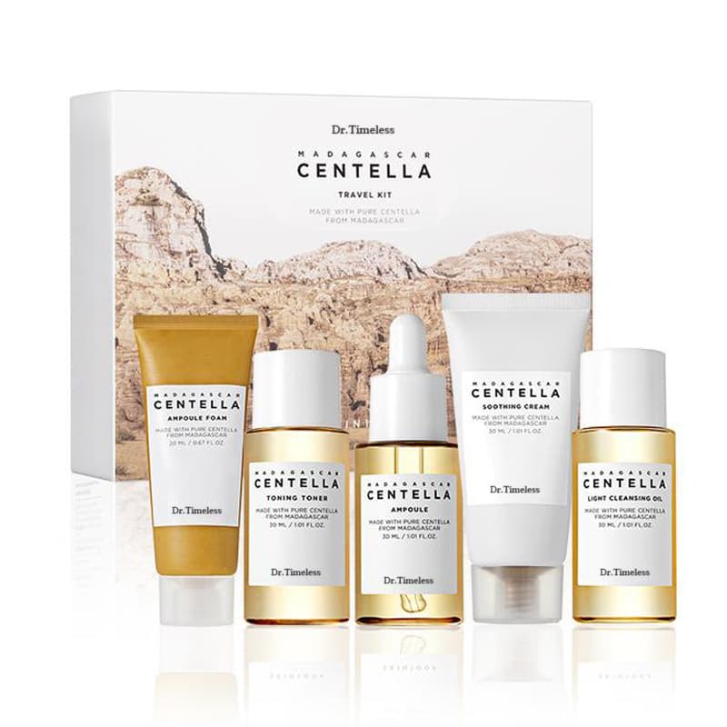 Cross-border Centella Asiatica Skincare Travel Set Cleanser Essence Toner Lotion Face Skincare Kit for Export Customization
