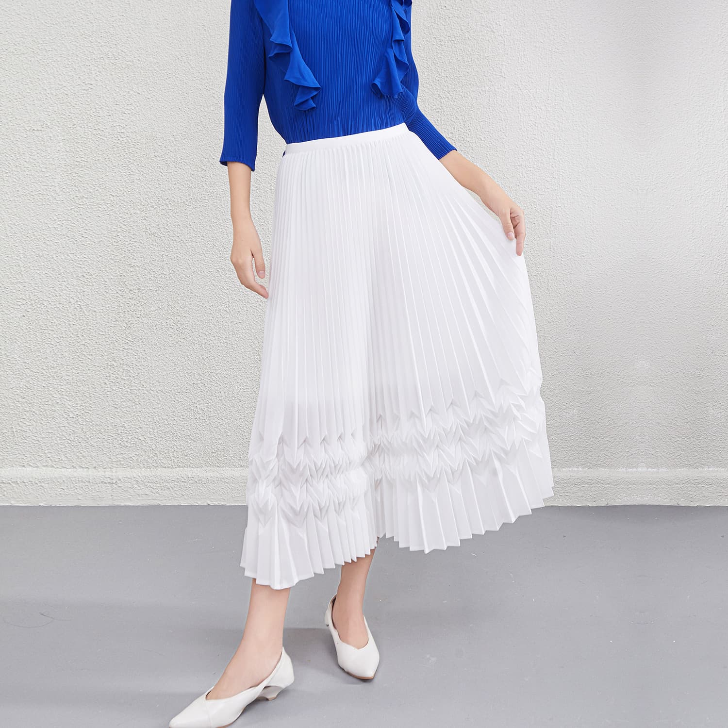Original 2025 spring and summer new design niche three-dimensional pleated skirt temperament skirt mid-length A-line skirt