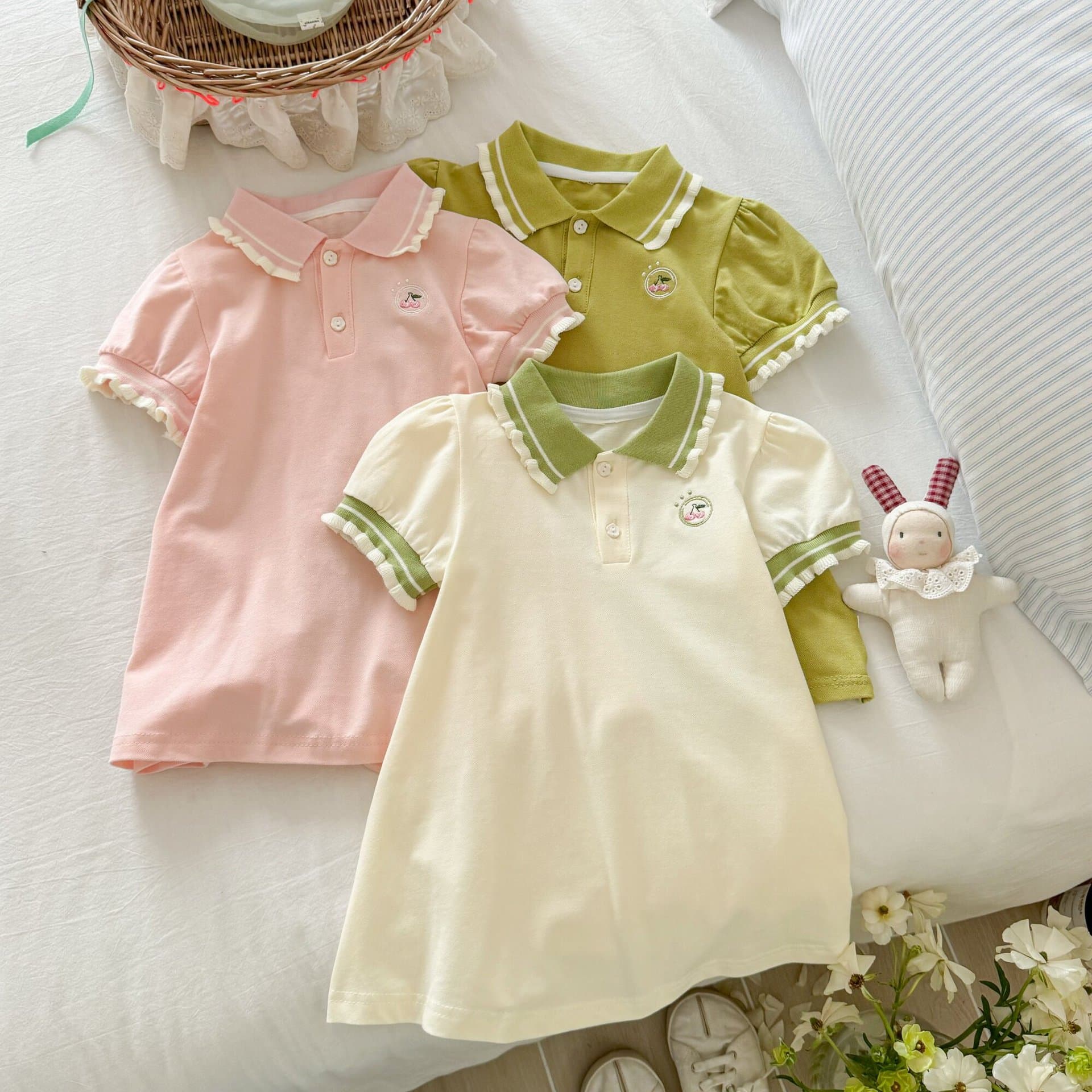 Girls summer short-sleeved dress baby girl stylish thin POLO skirt one-year-old children princess skirt summer trend