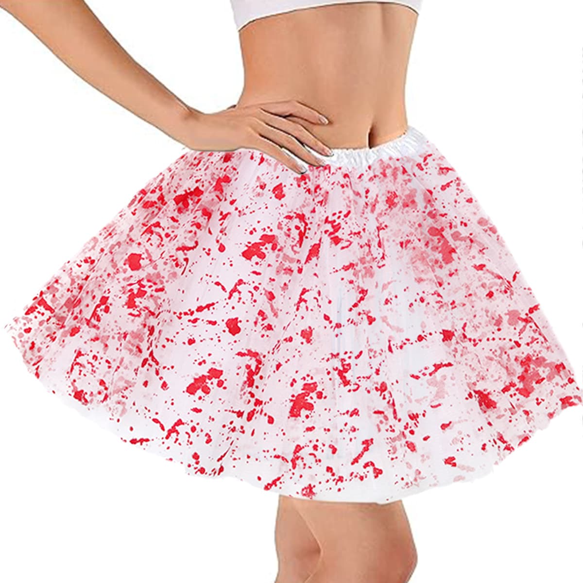 Amazon Cross-border Halloween Horror Decorative Bloody Skirt Bloody Printed Mesh Skirt TUTU Gauze Skirt Dress Up Props