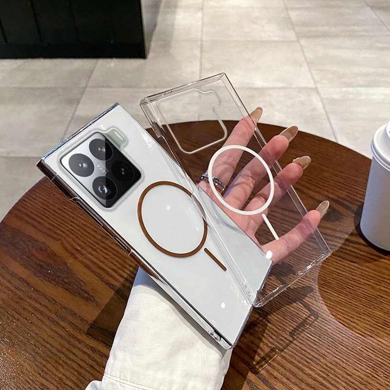 Compatible with Xiaomi 15 PRO Phone Case Transparent Full Fine Ring Magnetic PC Anti-Drop Xiaomi 15 Ultra-Thin Hard Shell Protective Cover