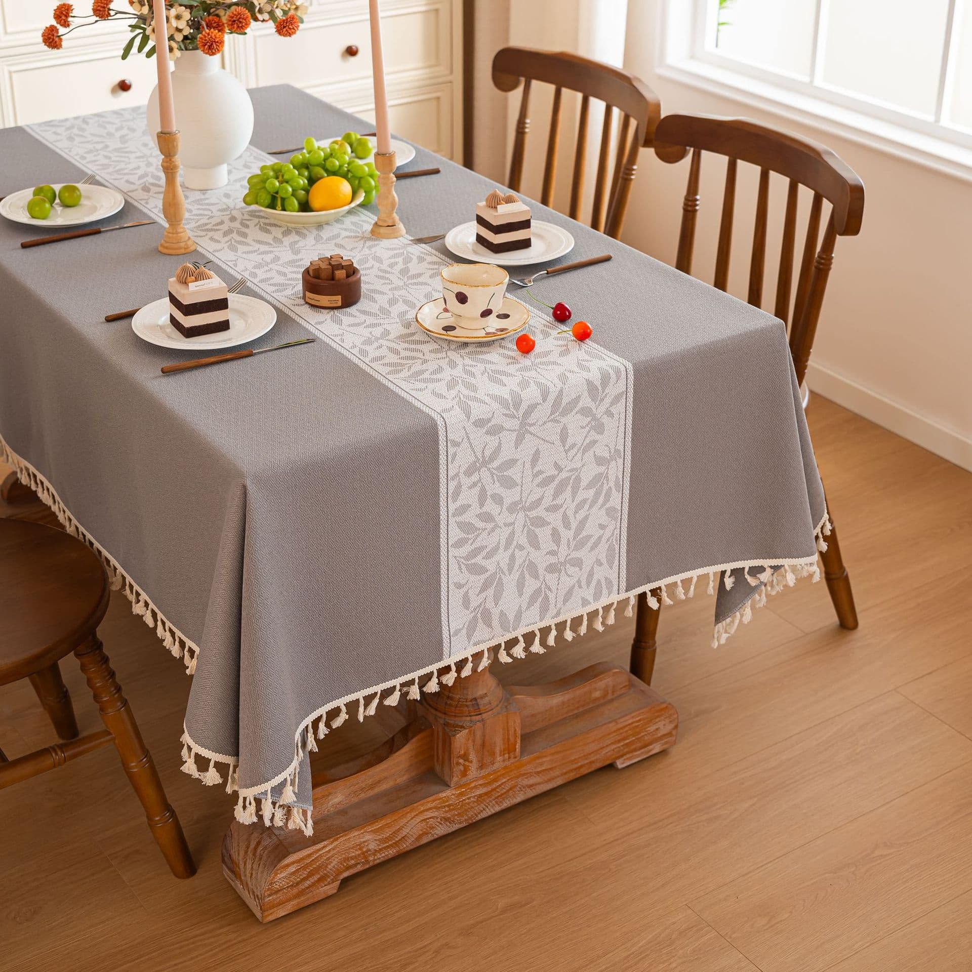 Rectangular Nordic Style Light Luxury Ambience Geometric Jacquard Tablecloth Thick Textured Pattern Fabric Sold by the Roll