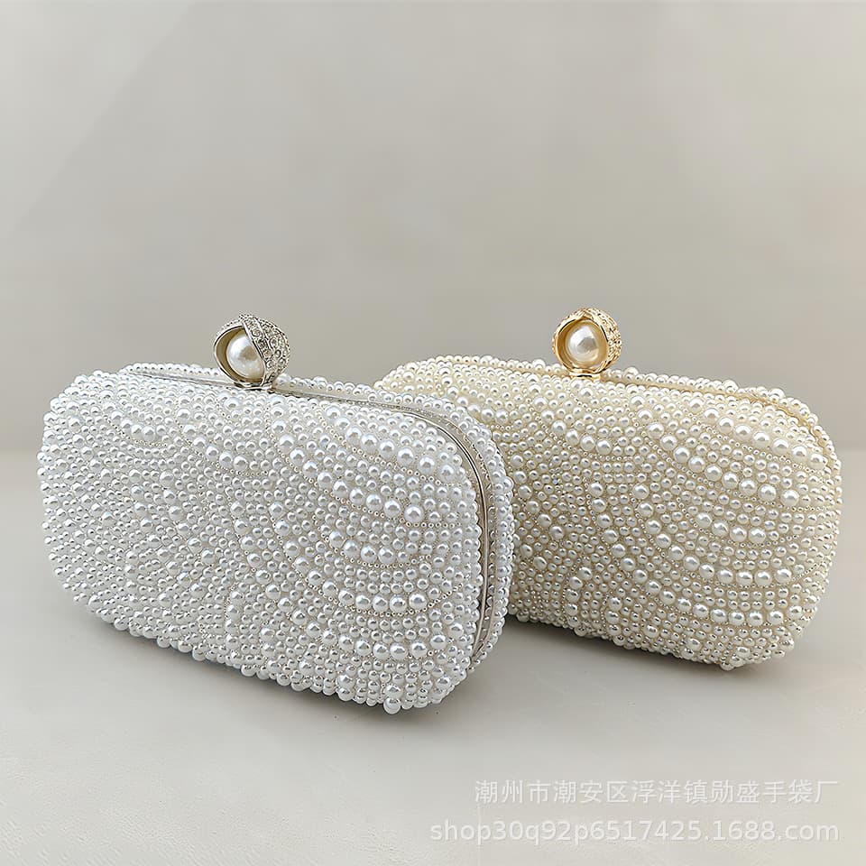 European and American Pearl Bag Women's Banquet Evening Bag Crossbody Chain Bag Trendy Pearl Dress Handbag Light Luxury
