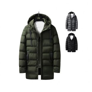 Mid-Length Hooded Cotton Padded Coat Men Winter Thick Warm Jacket Loose Korean Style Puffer Jacket Men's Clothing