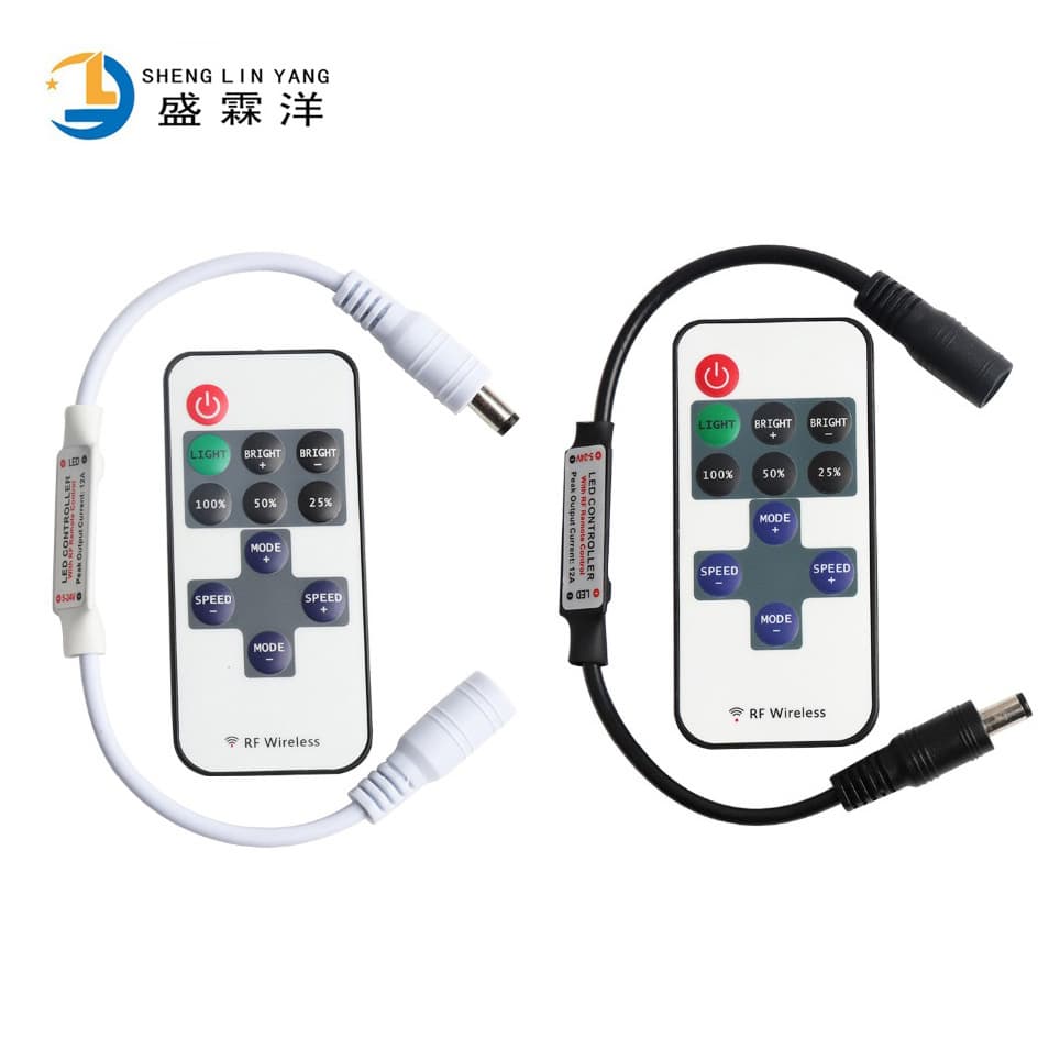 11-Key Controller with DC RF Monochrome Strip String 5-24V Wireless Remote LED Dimmer 12A