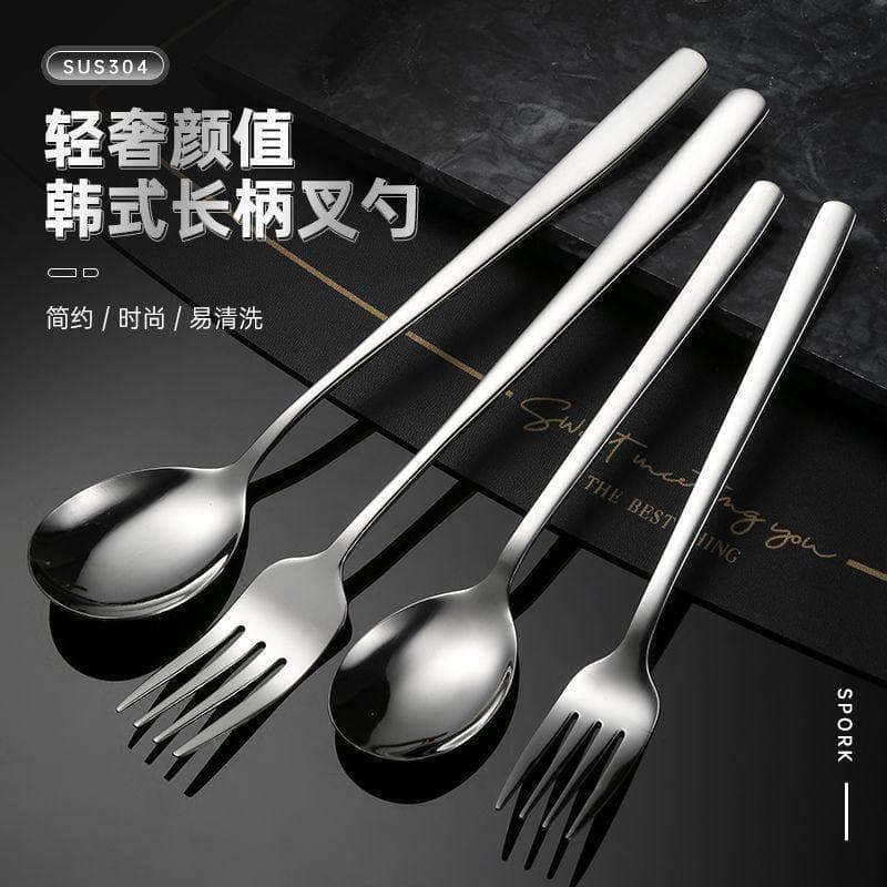 304 Stainless Steel Korean Style Spoon and Fork Western Tableware Steak Fork Thickened Soup Spoon Dessert Spoon Wholesale