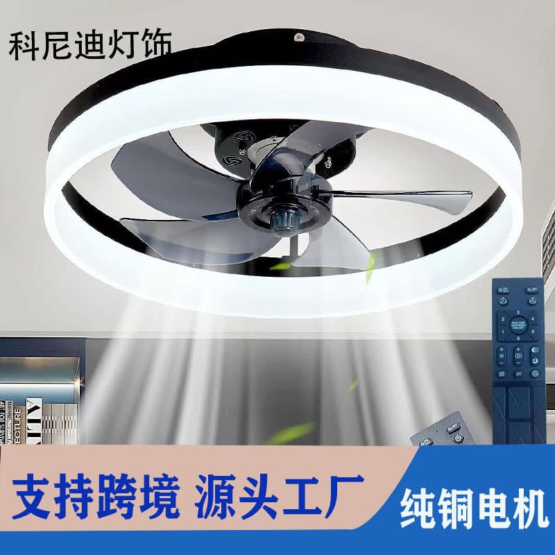 Invisible cross-border supply ceiling fan lamp simple bedroom restaurant ceiling fan lamp ceiling fan lamp DC variable frequency fan lamp