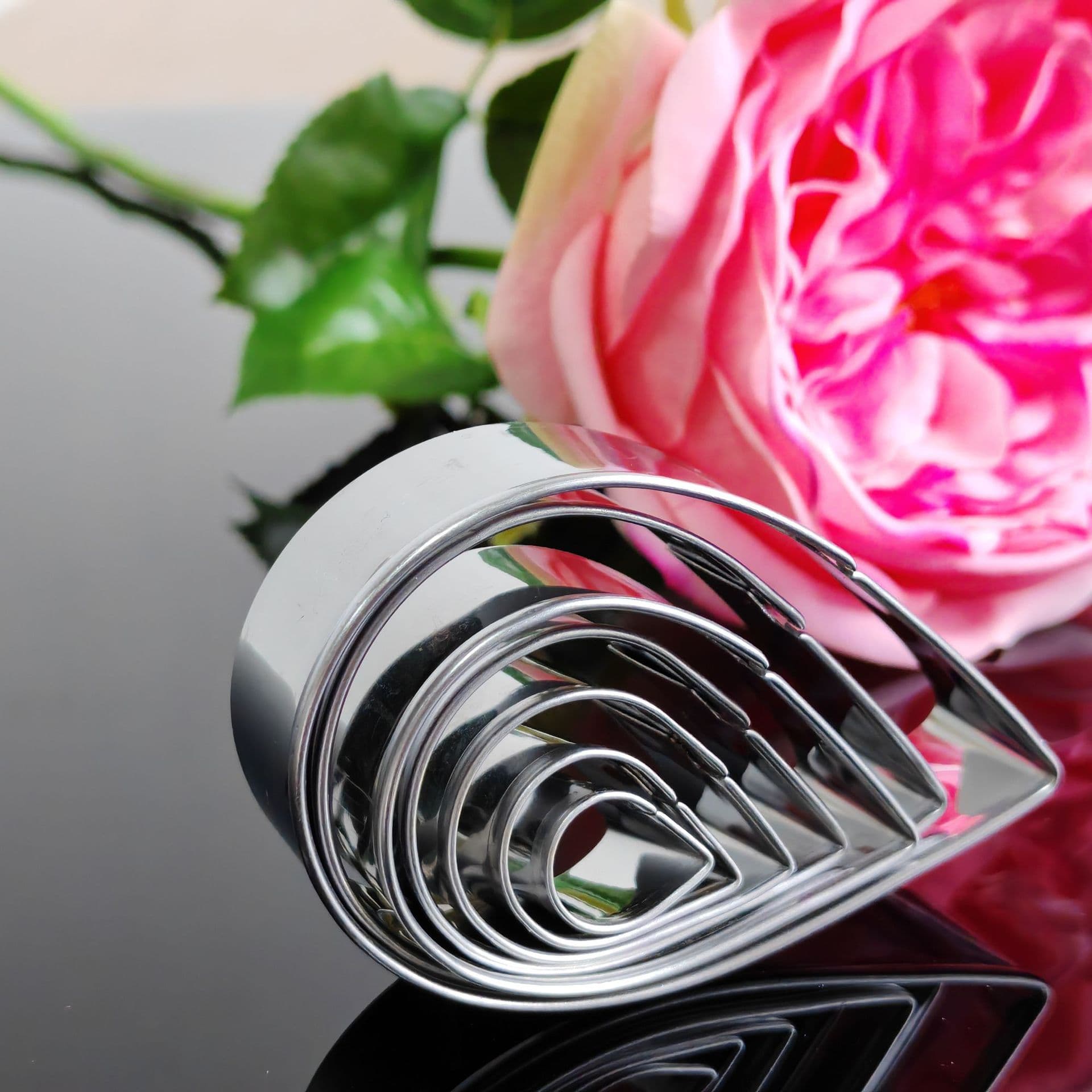 Stainless steel cookie mold 7-piece set baking mold Austin rose sugar flower mold cake tools