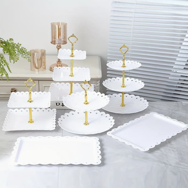 Light Luxury Three-Tier Cake Stand Dessert Table Living Room Coffee Table Snack Rack Fruit Tray Wedding Candy Pastry Plate Dried Fruit Tray
