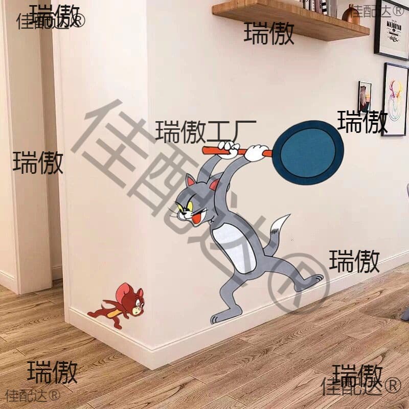 Tom and Jerry Living Room Creative Large Wall Decoration Bedroom 3D Wall Sticker Self-Adhesive Kids Room LED Wall Sticker