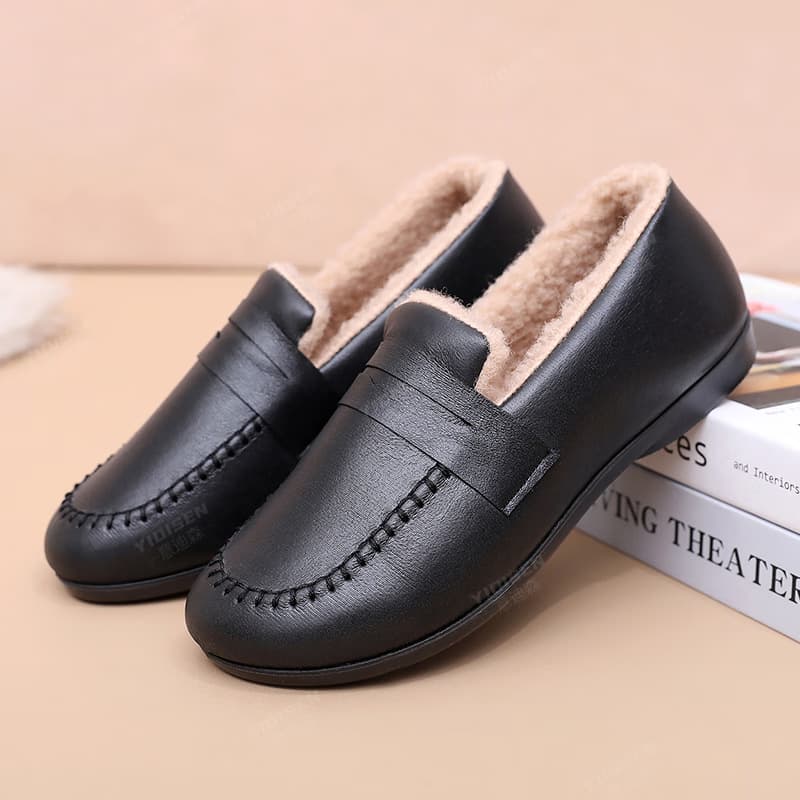 Old Beijing Cloth Shoes, New Winter Style, Soft Sole, Non-slip, Fleece Lined, Thickened, Warm Winter Cotton Shoes for Middle-aged and Elderly Women