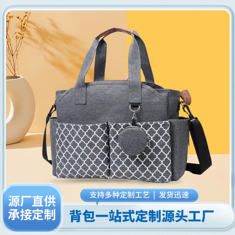 Cross-Border Amazon Mommy Bag, Large Capacity Bag, Backpack, Custom Cross-Body Bag, Multi-Functional Mother and Baby Bag, Custom Manufacturer