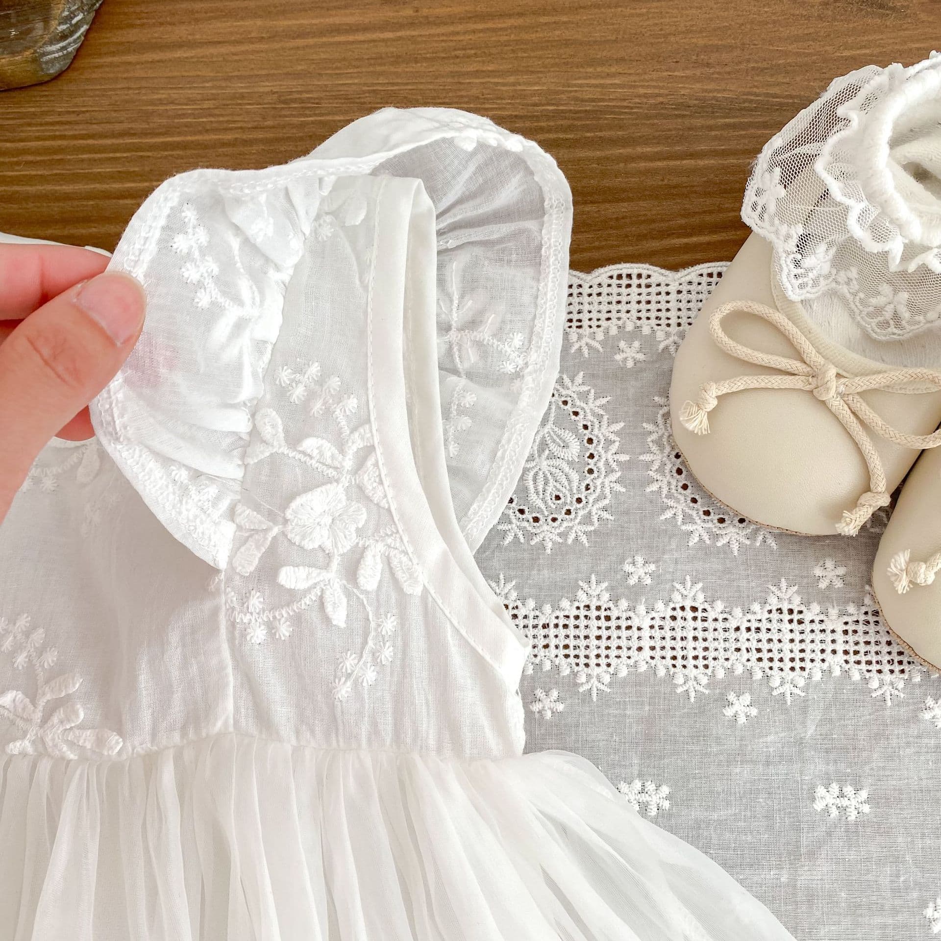 2026 Summer Baby Mesh Bodysuit Dress, Fashionable Floral Princess Dress for Girls, 100-Day Celebration & First Birthday Party Dress