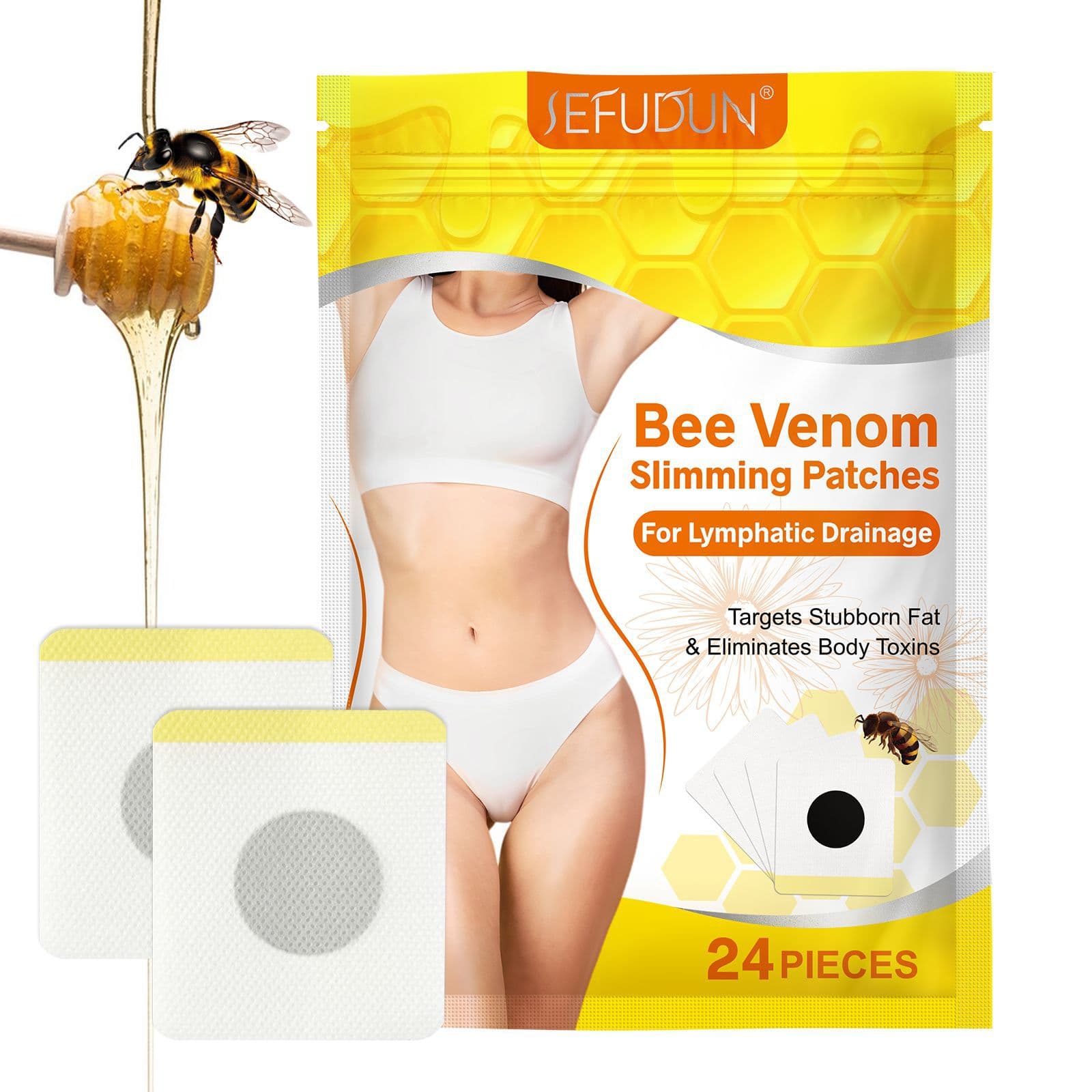Cross-border ikzee Bee Venom Body Shaping Patch, Lazy Person's Lightweight Slimming Patch, Big Belly Fat Reduction Patch, Belly Button Health Oil-Absorbing Patch