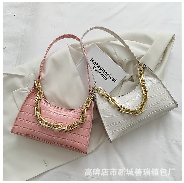 New Stylish Vintage Underarm Bag Chain Baguette Bag Shoulder Handheld Small Square Bag Underarm Shoulder Bag